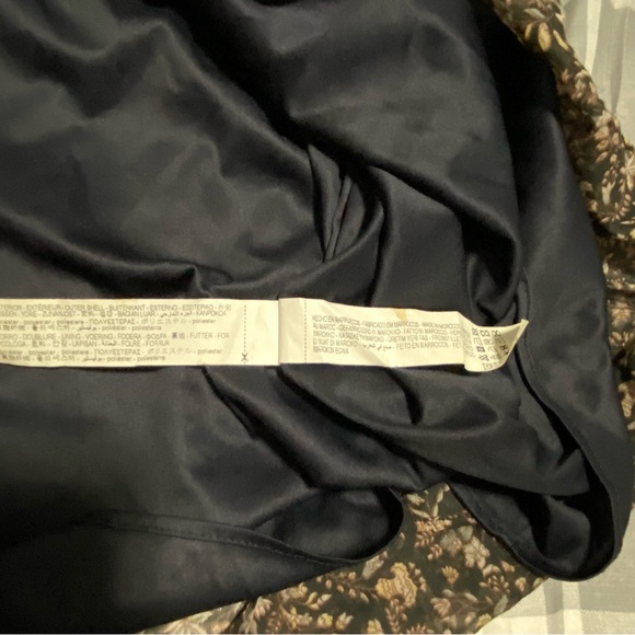 Zara Brown Floral Long Sleeve Chiffon Mini Dress Boho Babydoll Style Size M - Picture 9 of 16